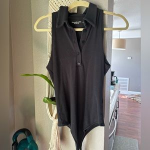 A&F black polo bodysuit